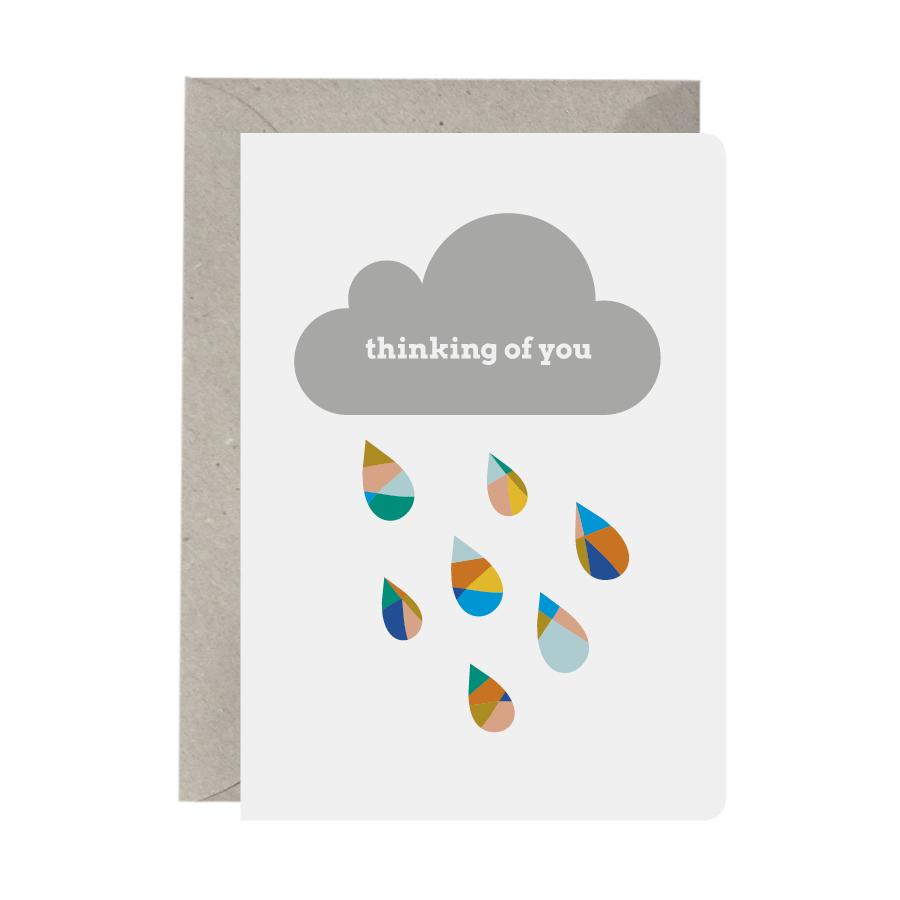 Thinking Of You Cloud & Raindrops - Greeting Card Thinking Of You Cloud & Raindrops - Greeting Card