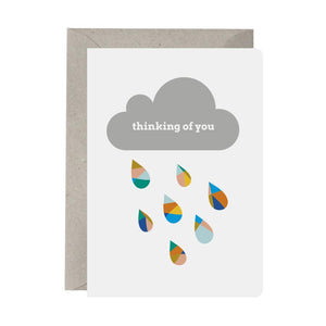 Thinking Of You Cloud & Raindrops - Greeting Card